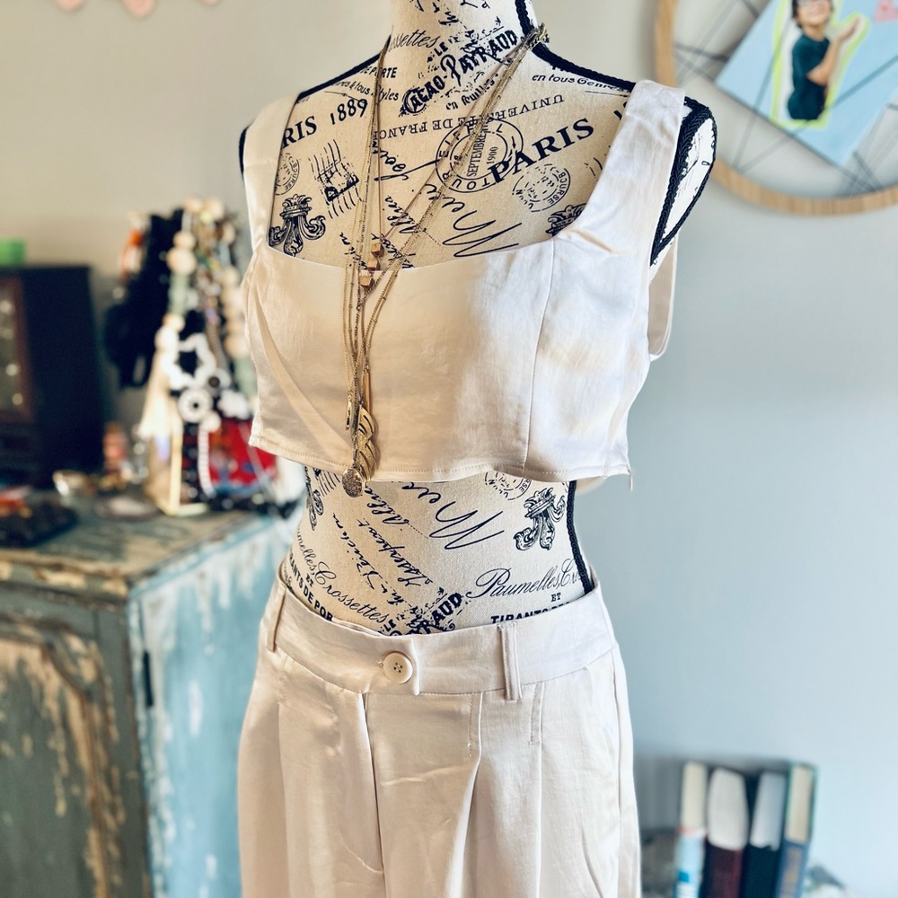 NWT Princess Polly Huxley Set Satin Champagne Size 8